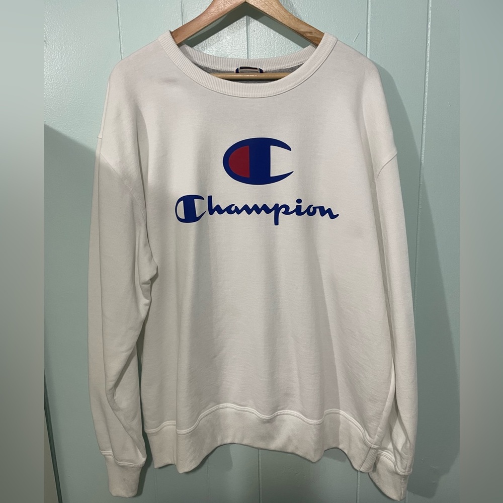 Like New XL White Champion Crewneck